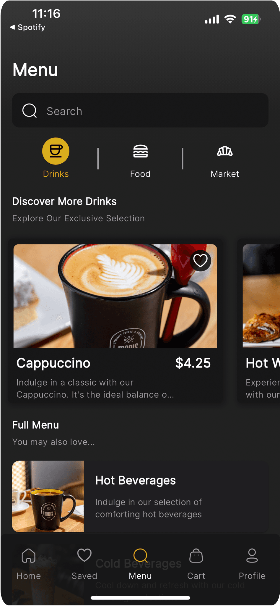 Coffee shop app mockup 3